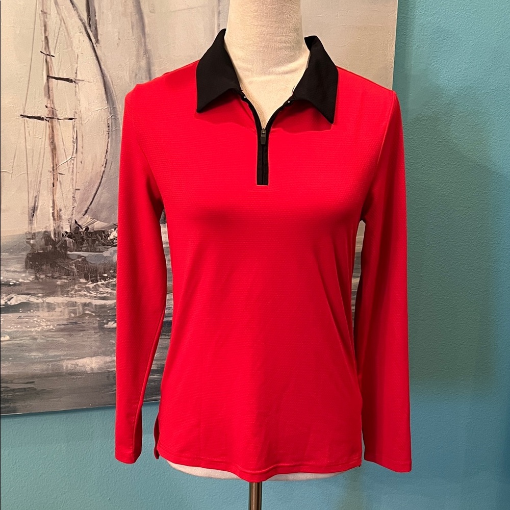 Pinspark Red Quarter Zip Golf Pullover, Small